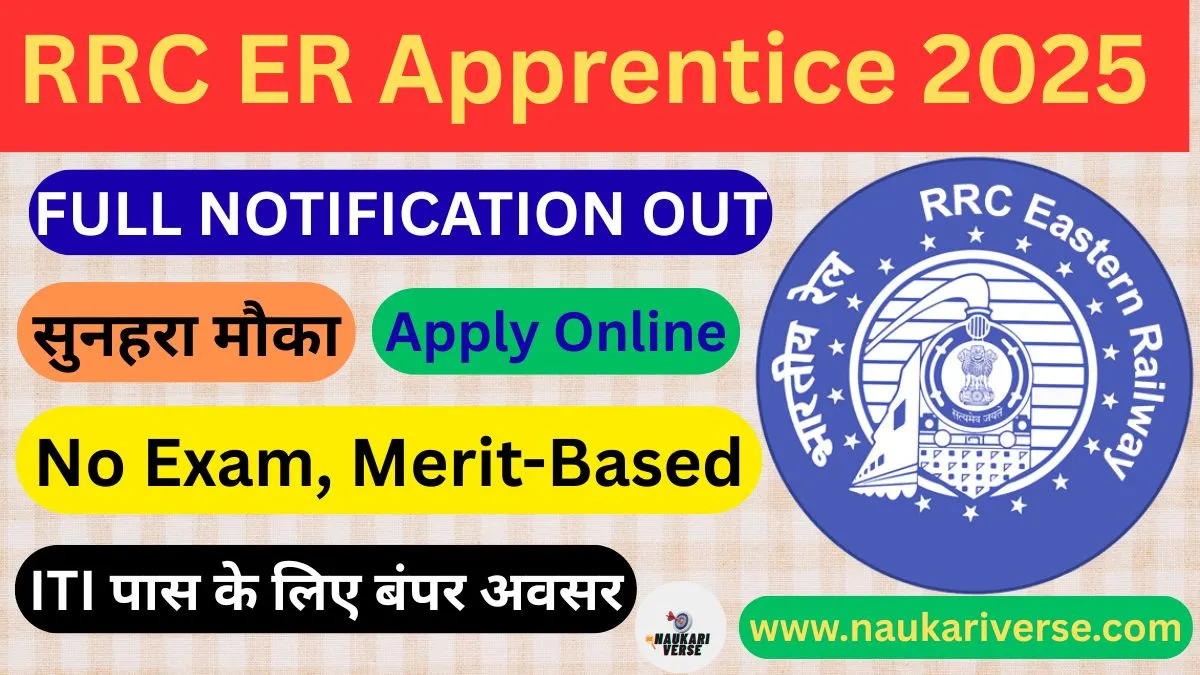 RRC ER Apprentice Recruitment 2025 – शानदार मौका: मेरिट-आधारित चयन, हाई स्टाइपेंड, फास्ट अप्लाई